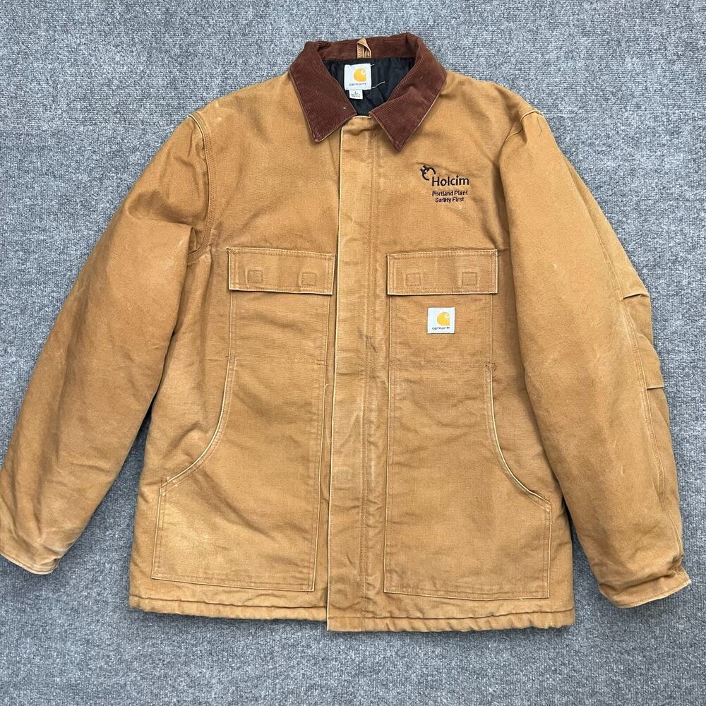 Carhartt Men C003 BRN Large Tall Loose Fit Firm Duck Insulated Traditional Coat